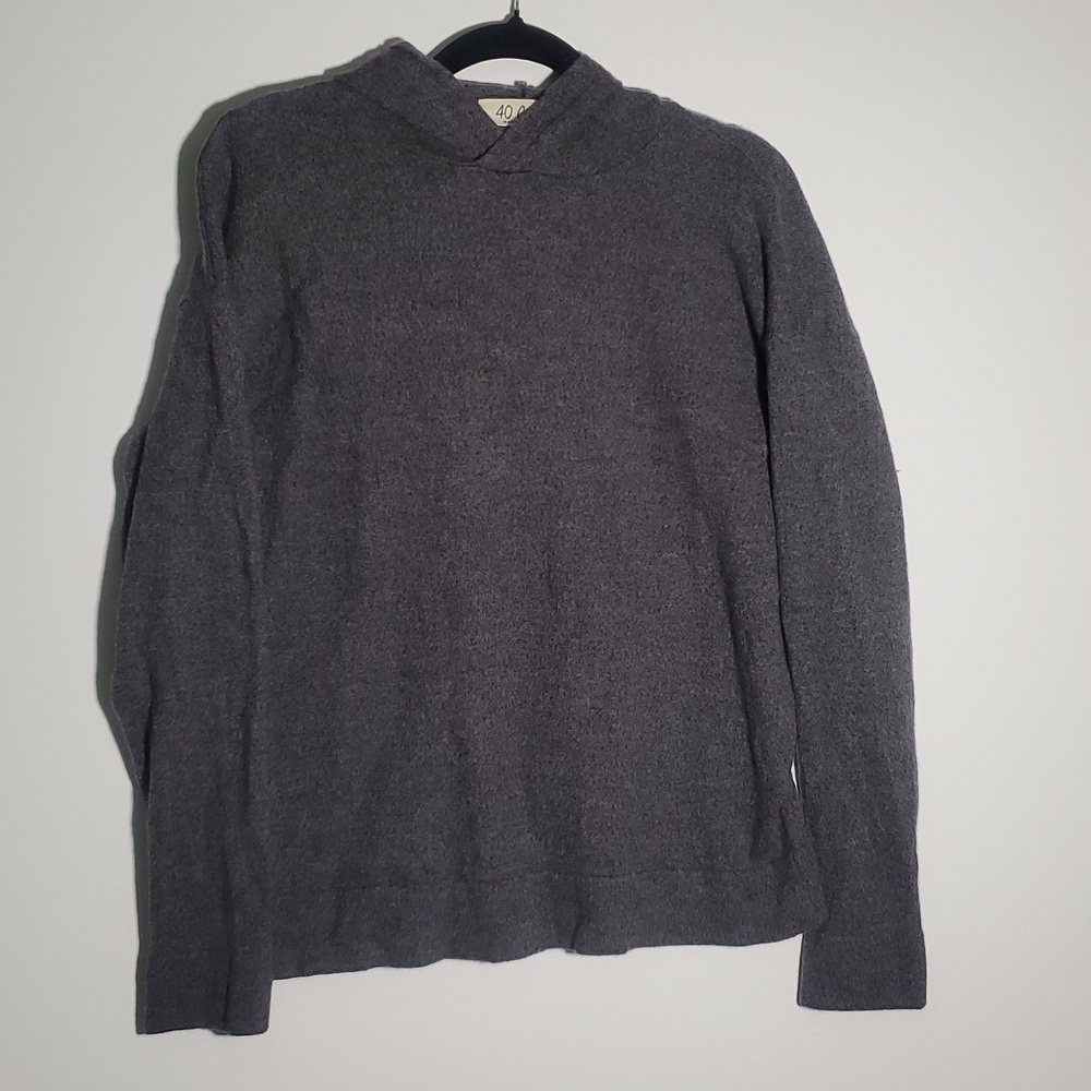 40 Colori Made In Italy 100%Wool Hooded Soft Dark Gray Sweater Long Sleeves Sz M